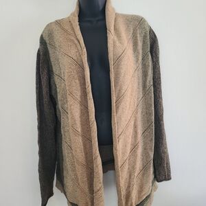 Natural Reflections Tan and Brown Open Cardigan